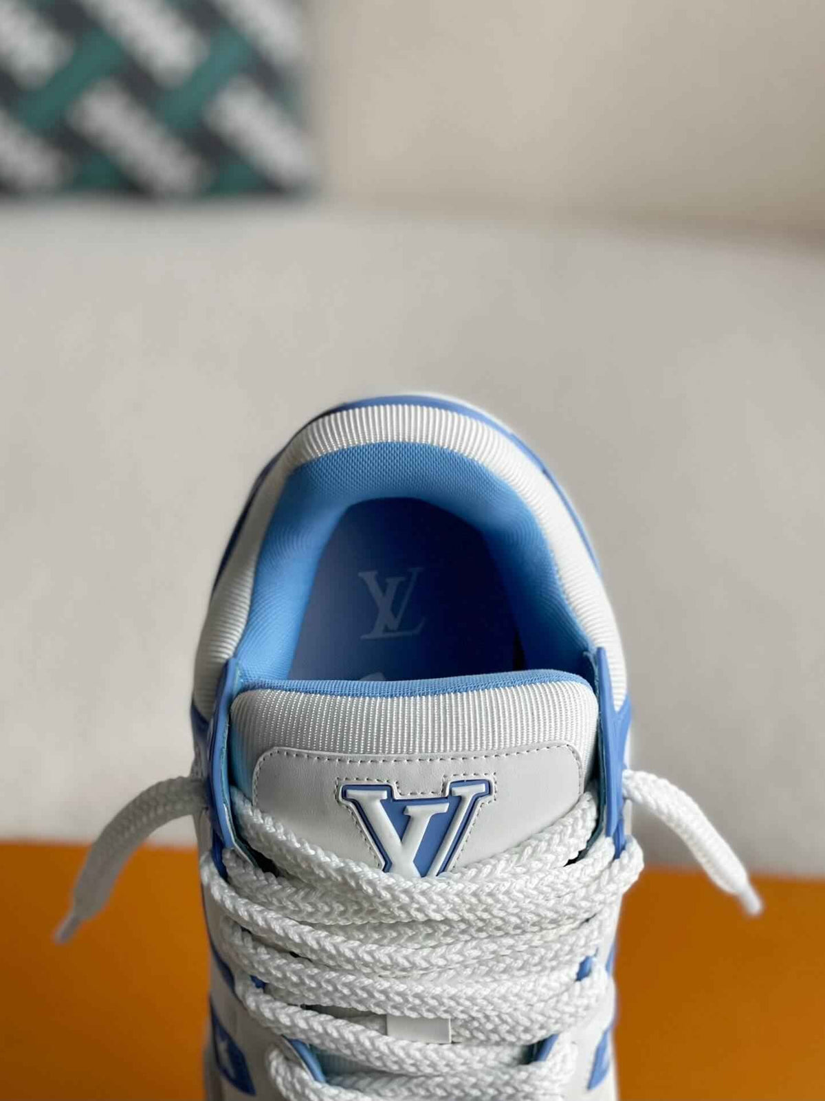 Louis Vuitton LV Maxi Trainer – White & Light Blue Calf Leather