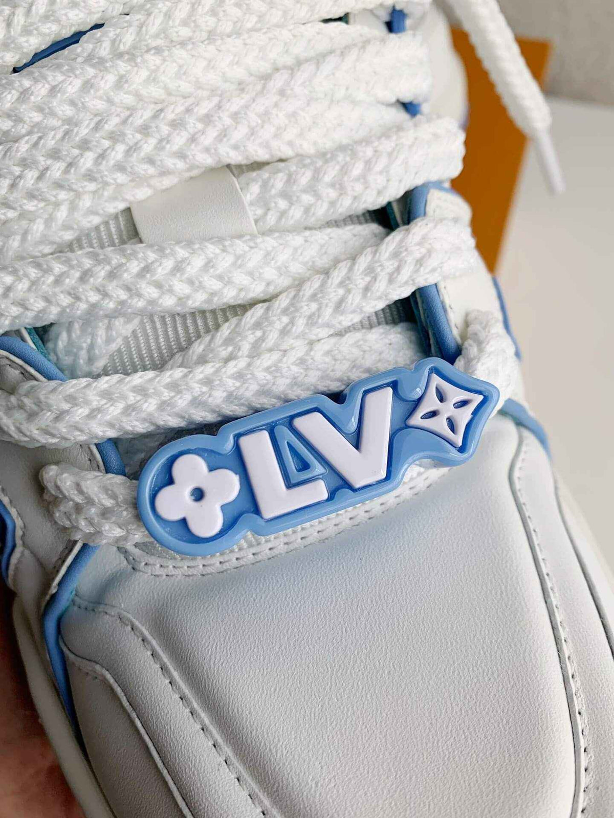 Louis Vuitton LV Maxi Trainer – White & Light Blue Calf Leather