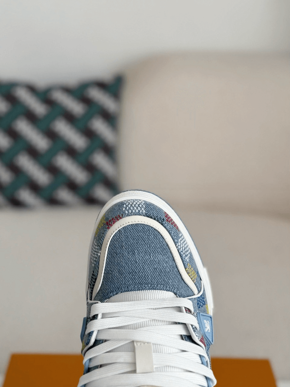 Louis Vuitton LV Trainer Denim Blue Multicolor Demier Sneaker CUSTOM