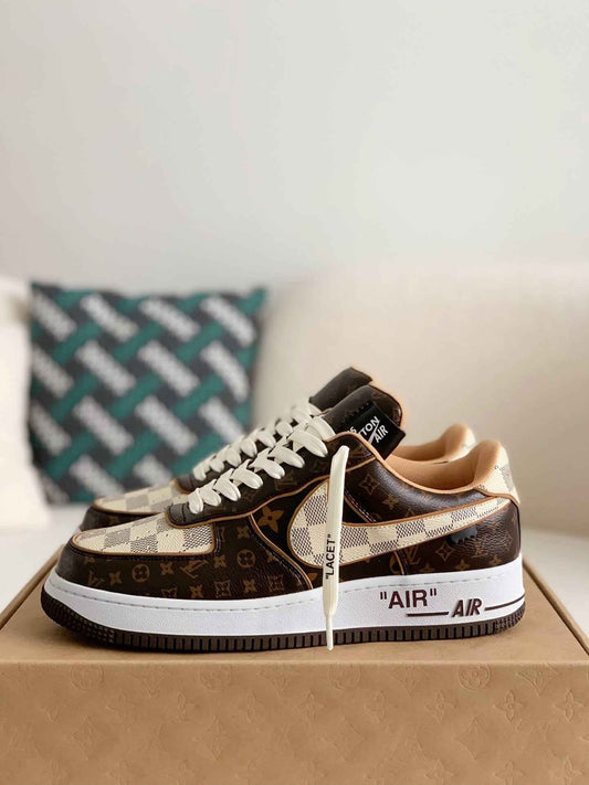 Air Force 1 Low Trainer Brown Monogram Sneakers