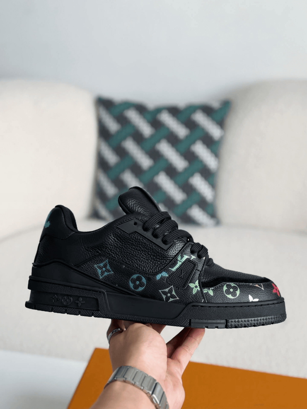 Louis Vuitton LV Trainer #54 Black Multicolor Monogram Sneaker CUSTOM