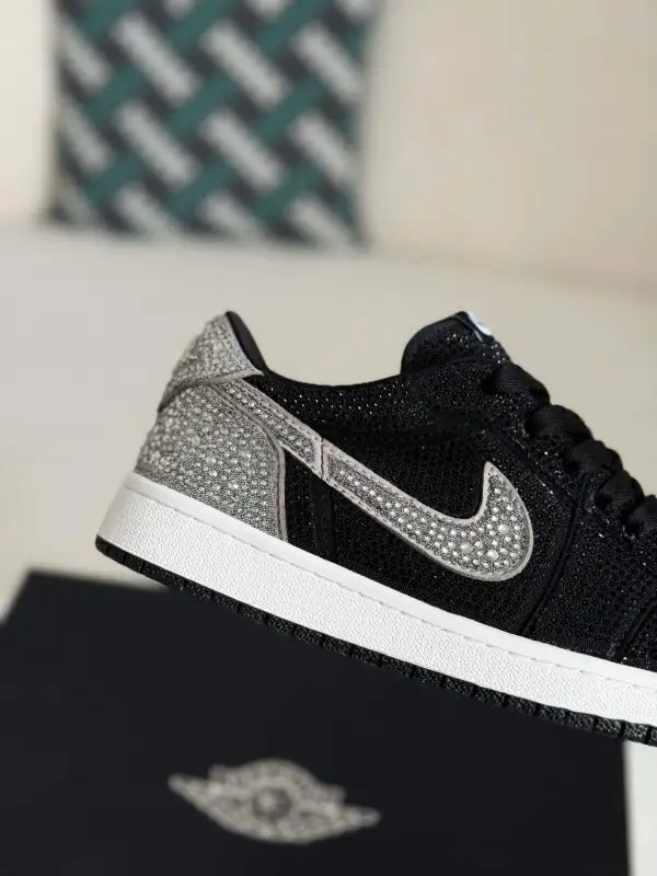 Swarovski x Air Jordan 1 Low OG in Black and Silver - OMYGOODS