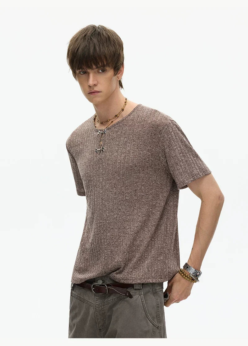 Clay Heather Textured Knit Tee - Notkicks