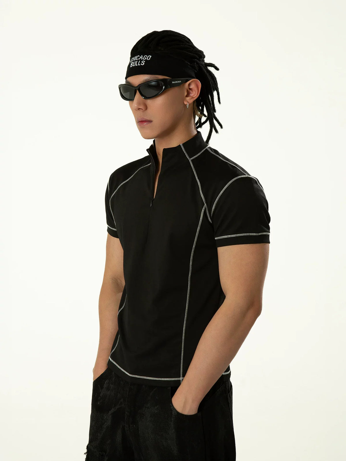Circuit Line Contrast Zip Tech Tee - Notkicks