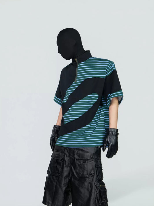 Tidal Vector Half-Zip Striped Tech Tee - Notkicks