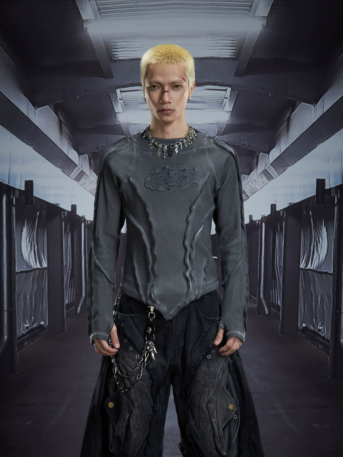 Spectral Spine Ruched Longsleeve Top - Notkicks