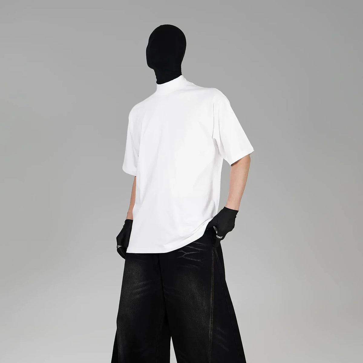 Blank Signal High‑Neck Oversized Tee - Notkicks
