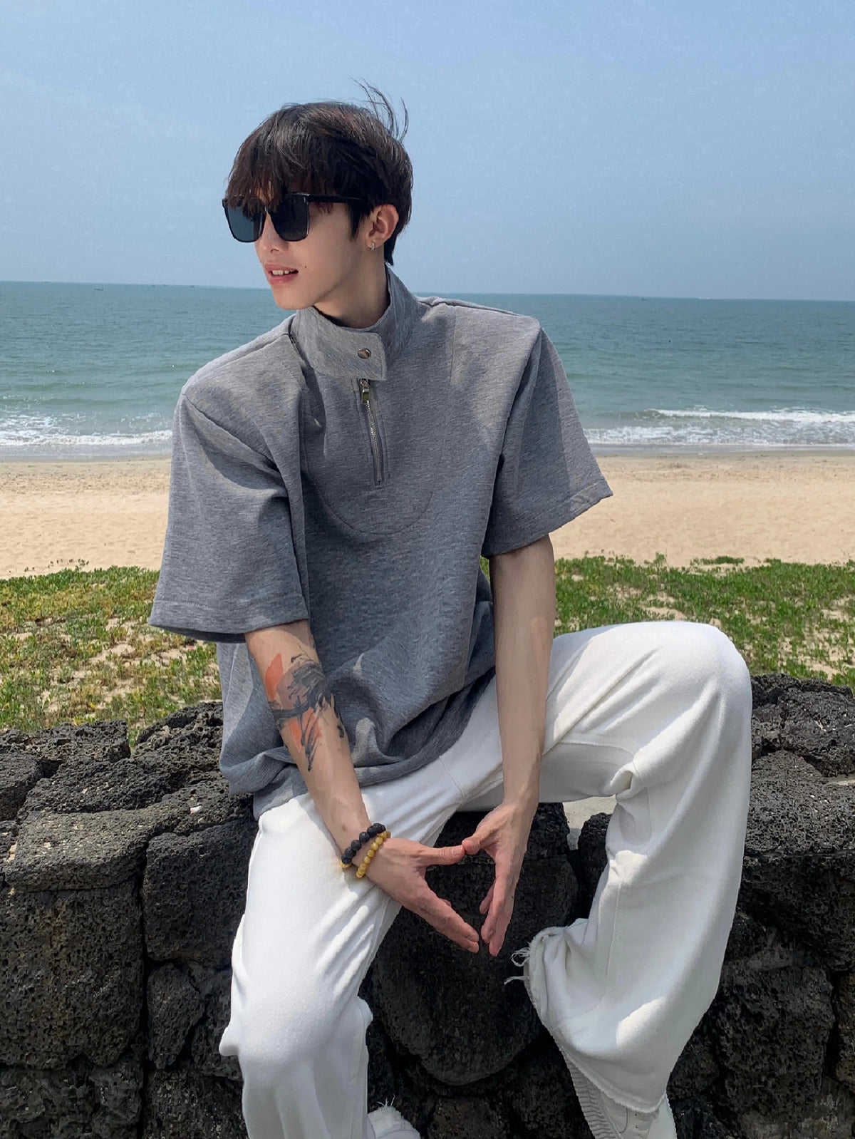 Half-Zip Stand Collar Shirt - Notkicks