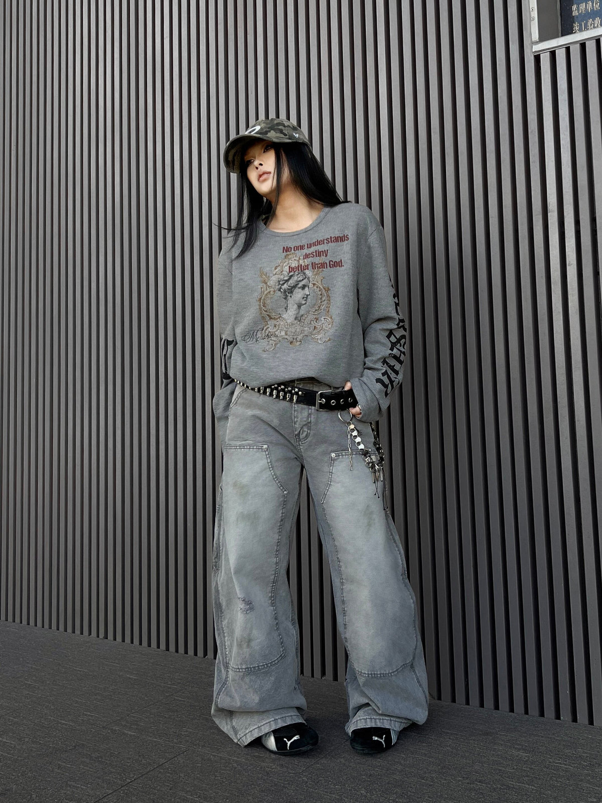 Men's Waffle Oversized Long-Sleeve Tee - Notkicks