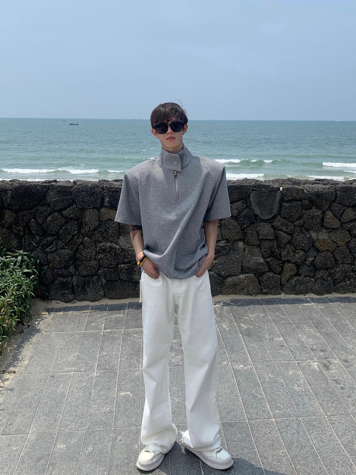 Half-Zip Stand Collar Shirt - Notkicks