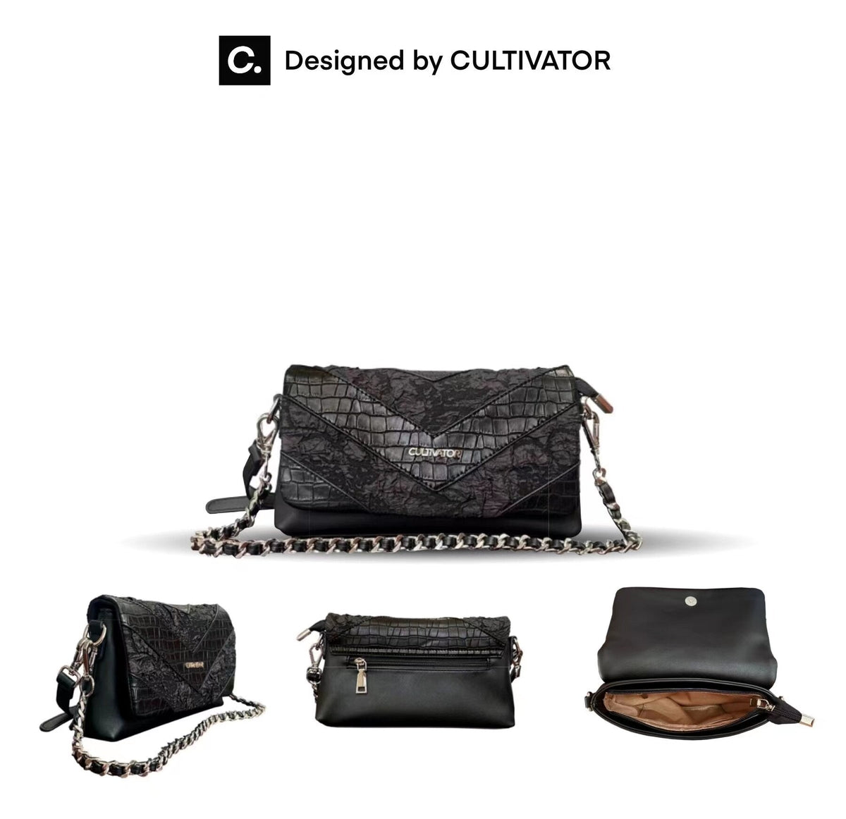 Snake Pattern Chain Shoulder Bag - Notkicks