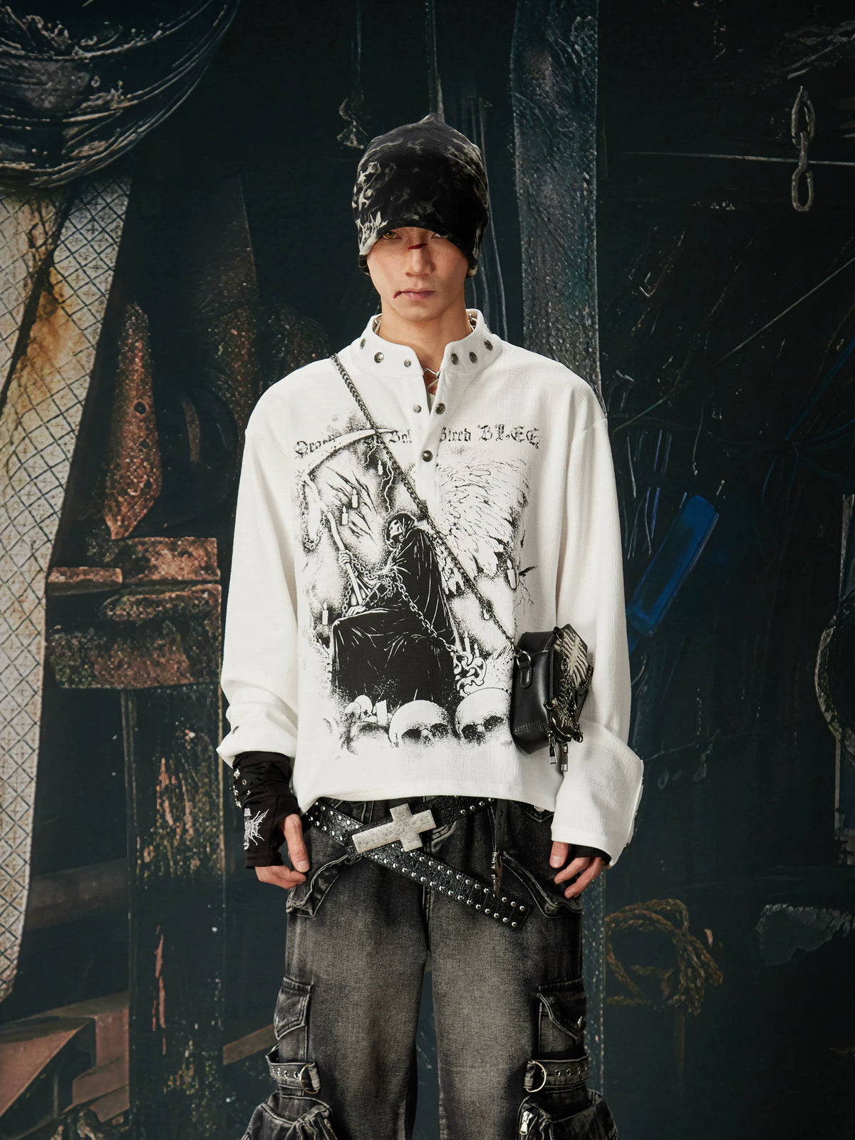Reaper Crown Sigil High‑Neck Tee - Notkicks