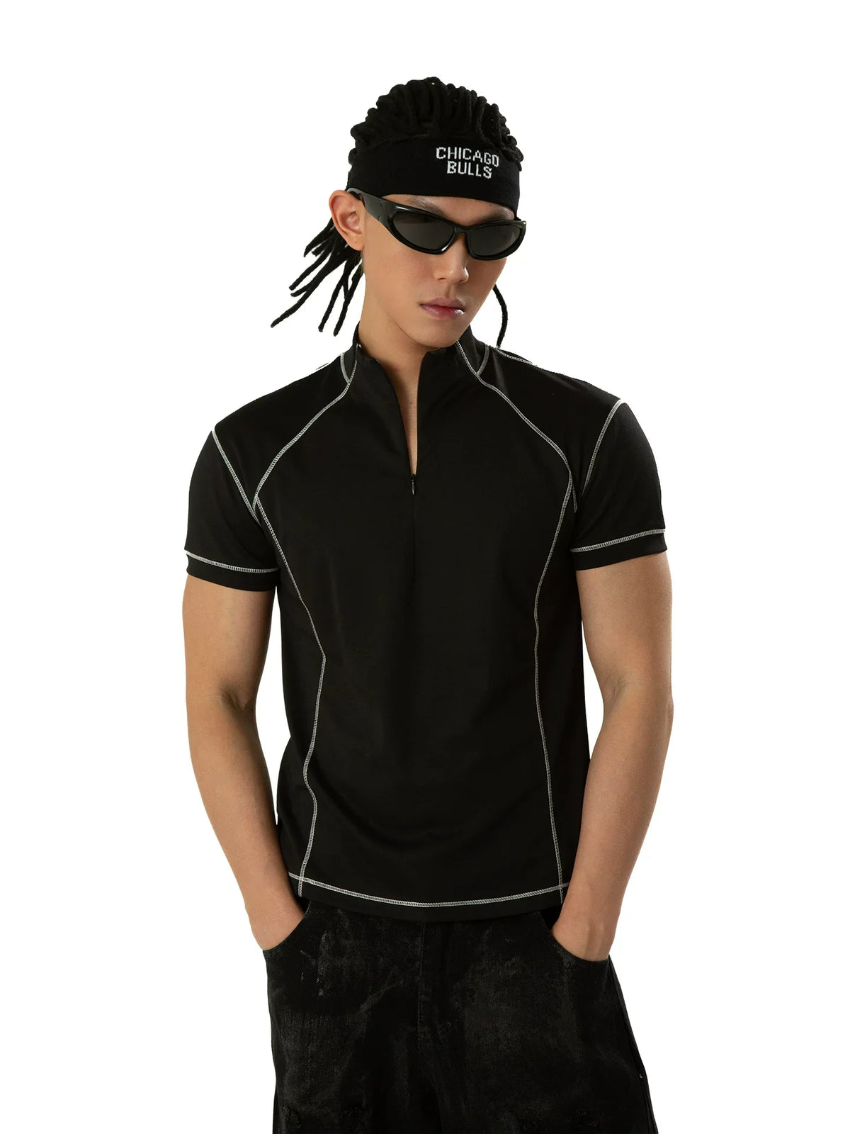 Circuit Line Contrast Zip Tech Tee - Notkicks