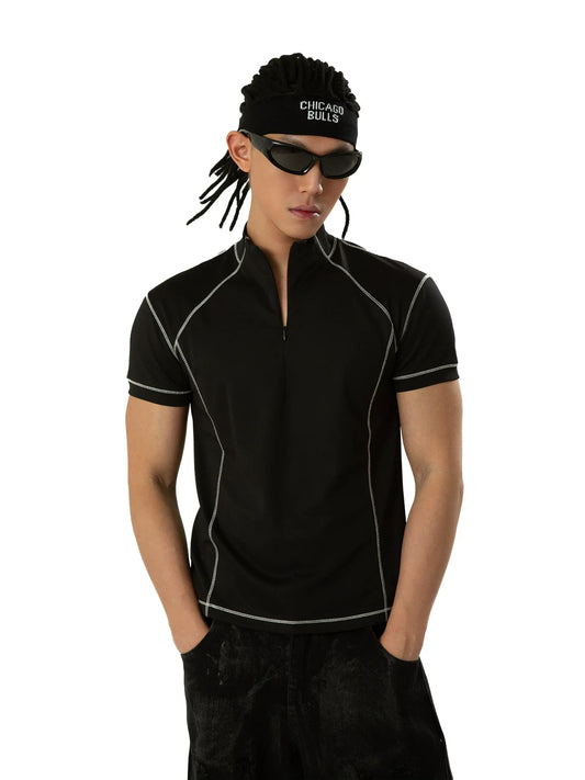 Circuit Line Contrast Zip Tech Tee - Notkicks
