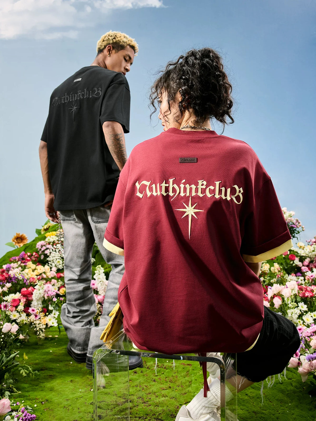 Oversized Tonal Embroidered Back T-Shirt - Notkicks