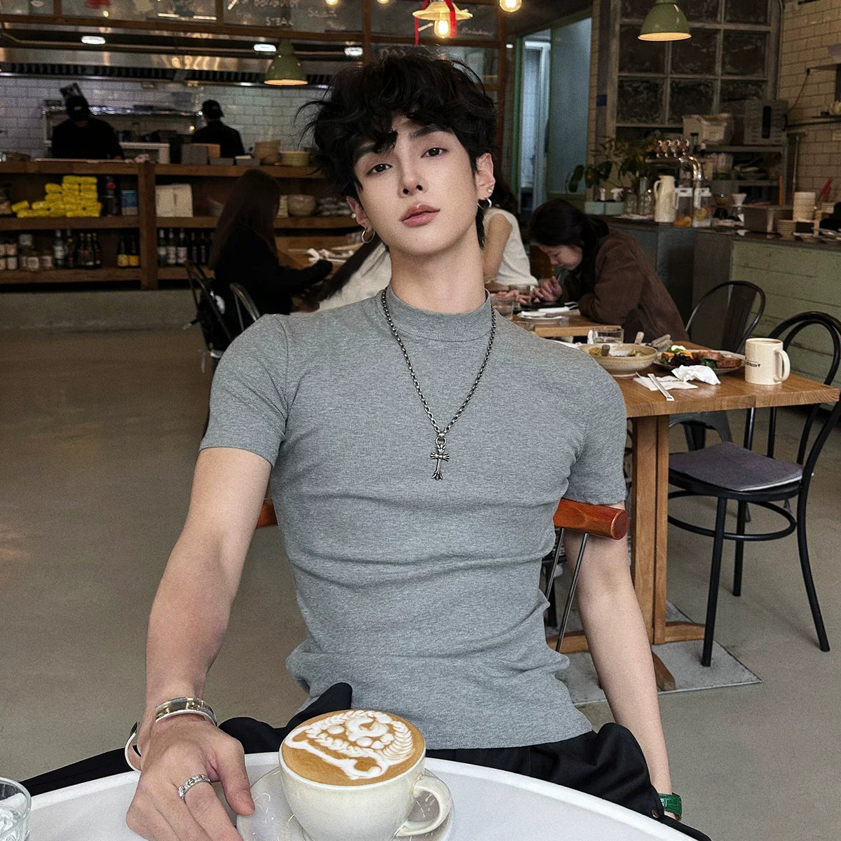 Fitted Mock-Neck Short-Sleeve Tee - Notkicks