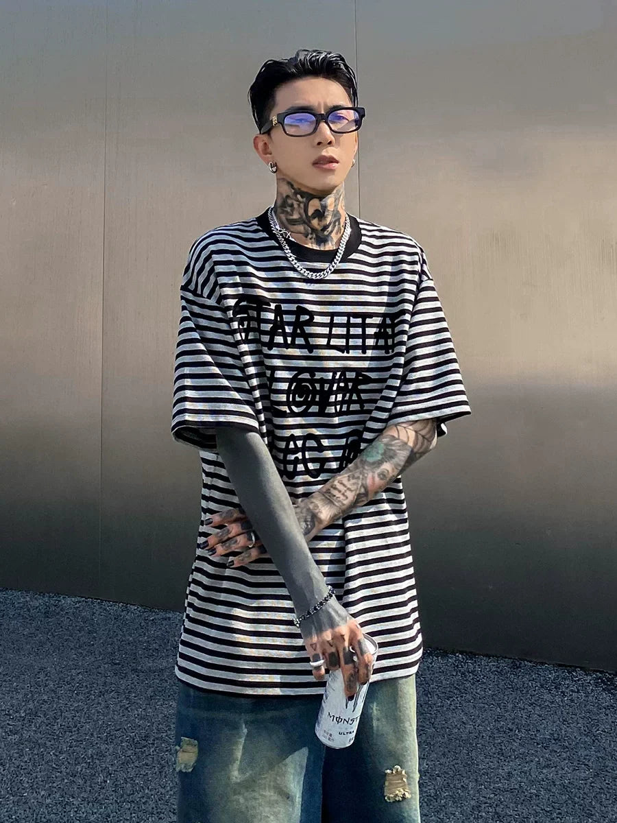 Starlite Graffiti Stripe Oversized Tee - Notkicks