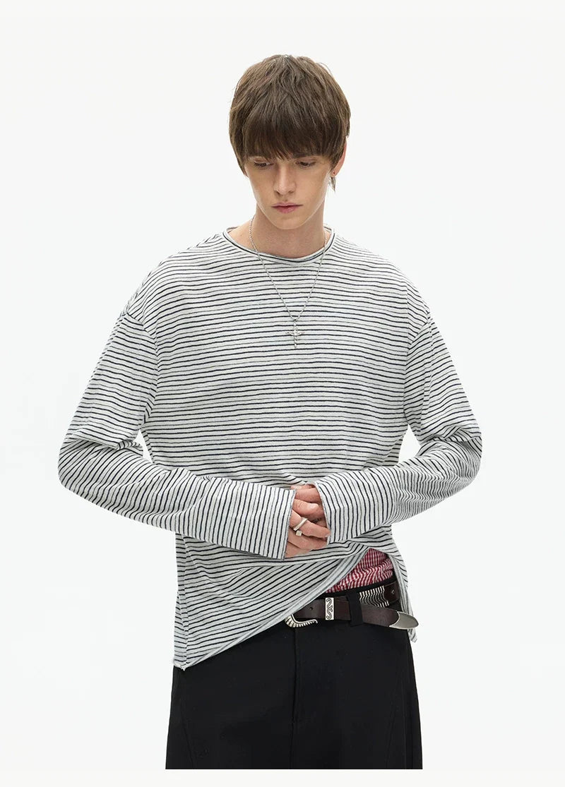 Tidal Stripe Layered Long Sleeve Tee - Notkicks