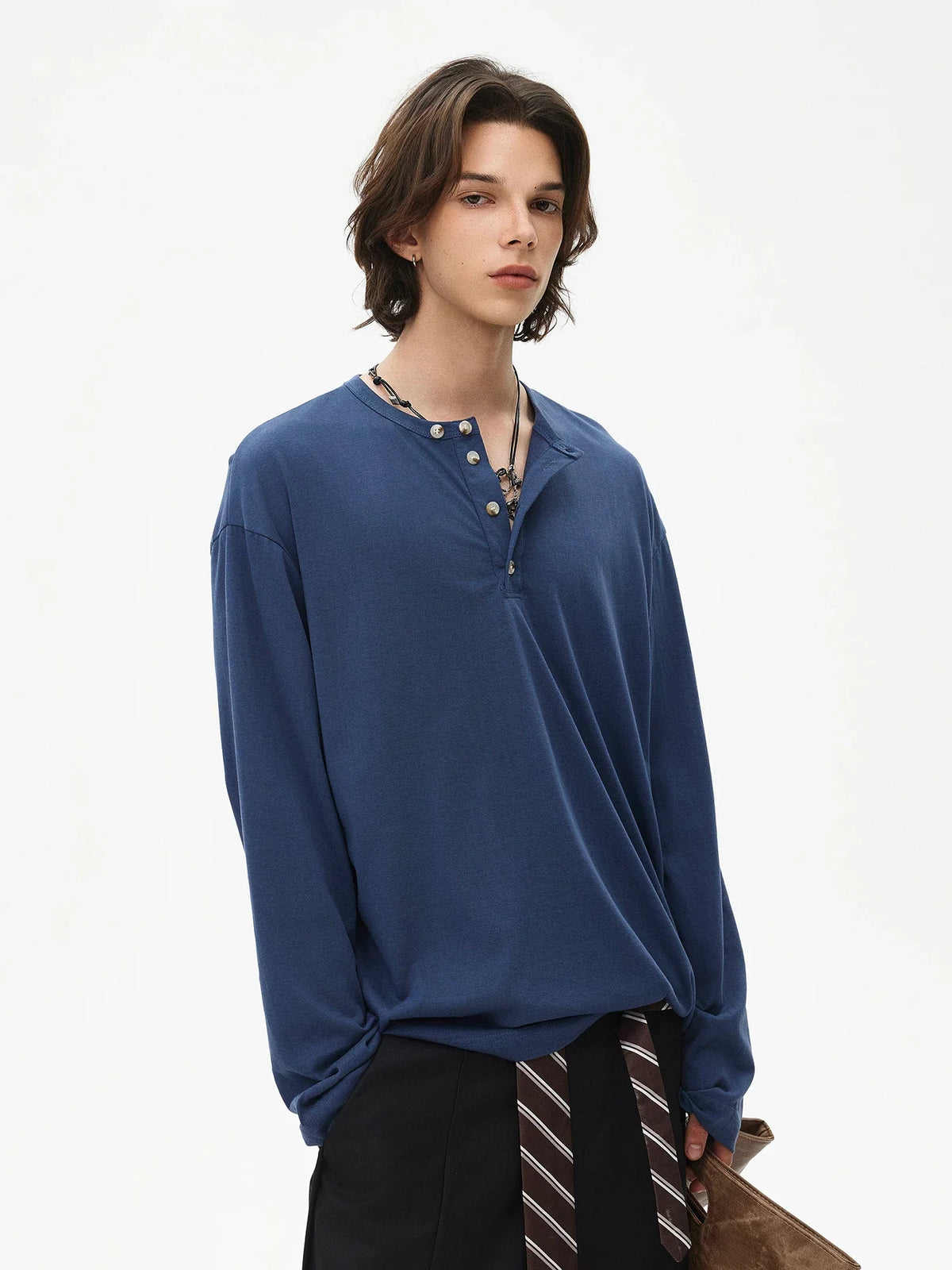 Midnight Button Henley Tee - Notkicks