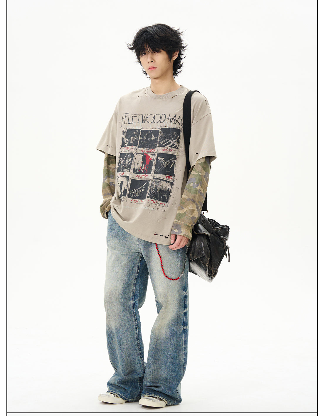 Vintage Layered Camo Sleeve T-Shirt - Notkicks
