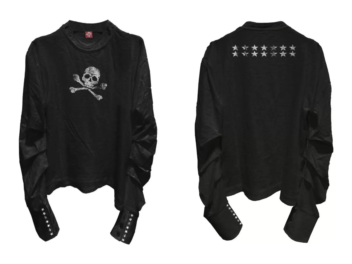 Midnight Raid Ruched Skull Longsleeve Tee - Notkicks