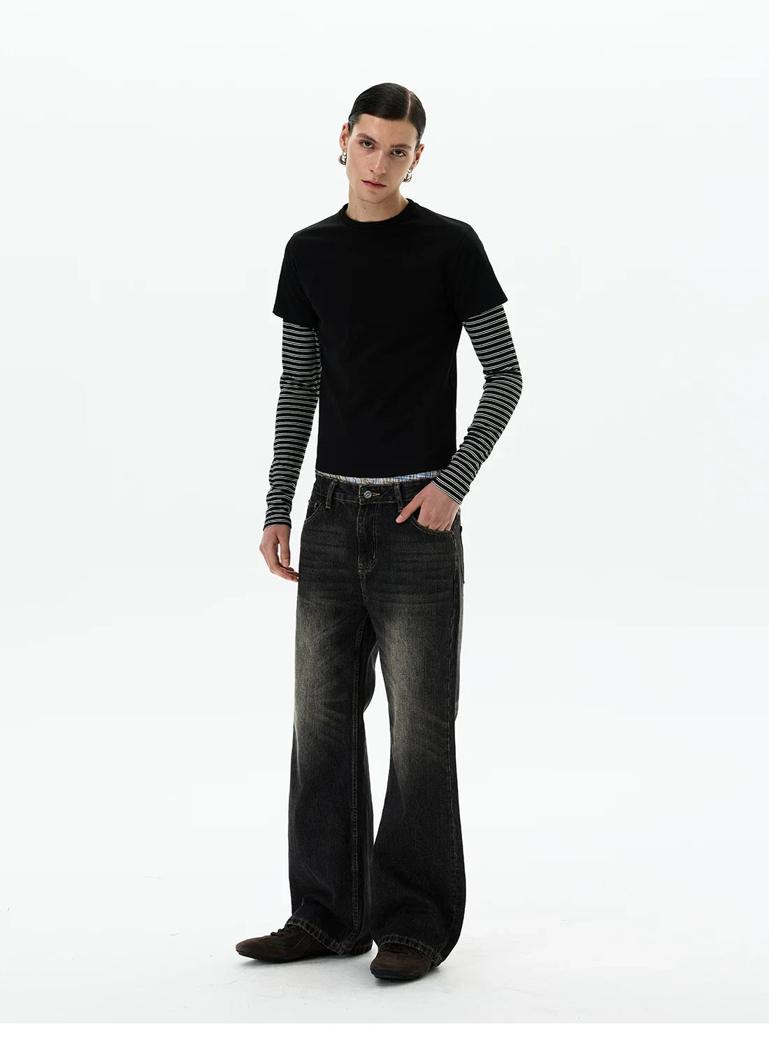 Shadow Stripe Layered Long Sleeve Tee - Notkicks