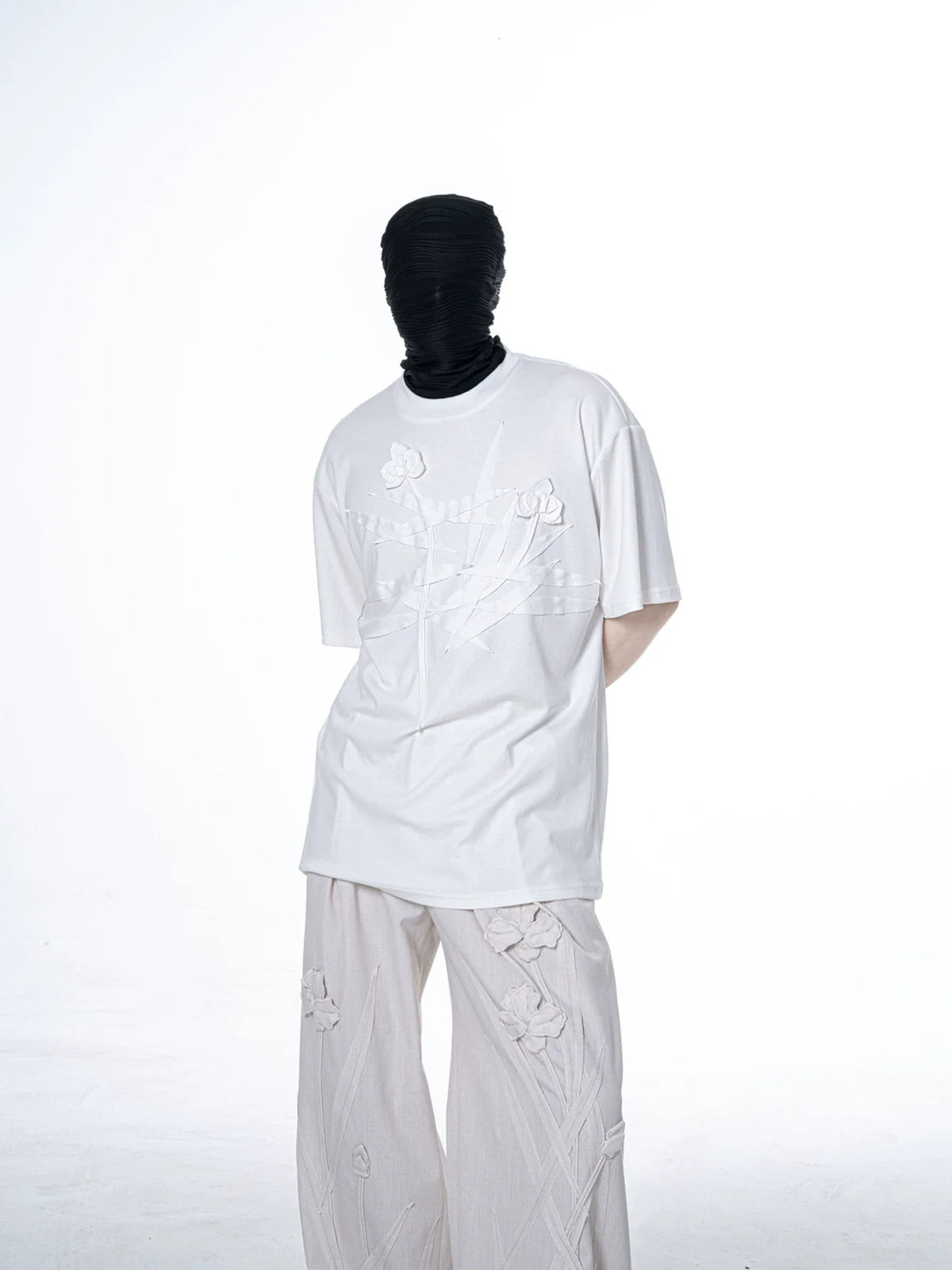 Ivory Crossed Bloom Relief Tee - Notkicks