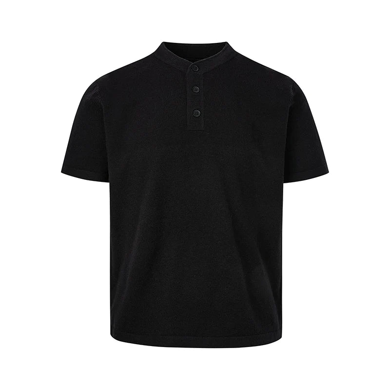Heather Button Henley Knit Tee - Notkicks