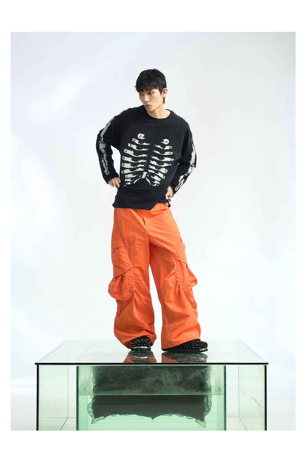 Skeleton Graphic Raglan Long Sleeve T Shirt - Notkicks