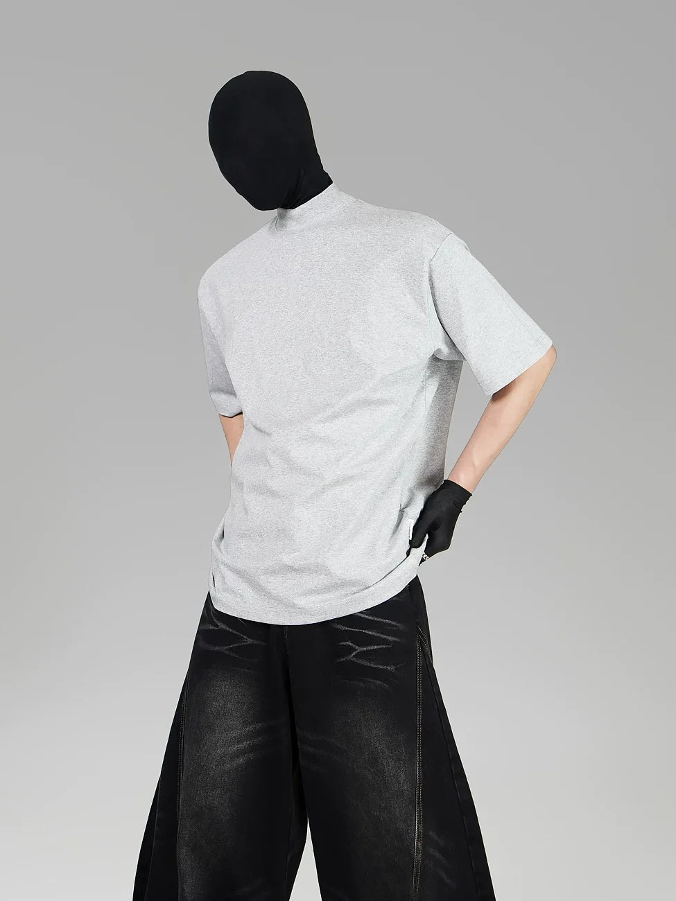Blank Signal High‑Neck Oversized Tee - Notkicks