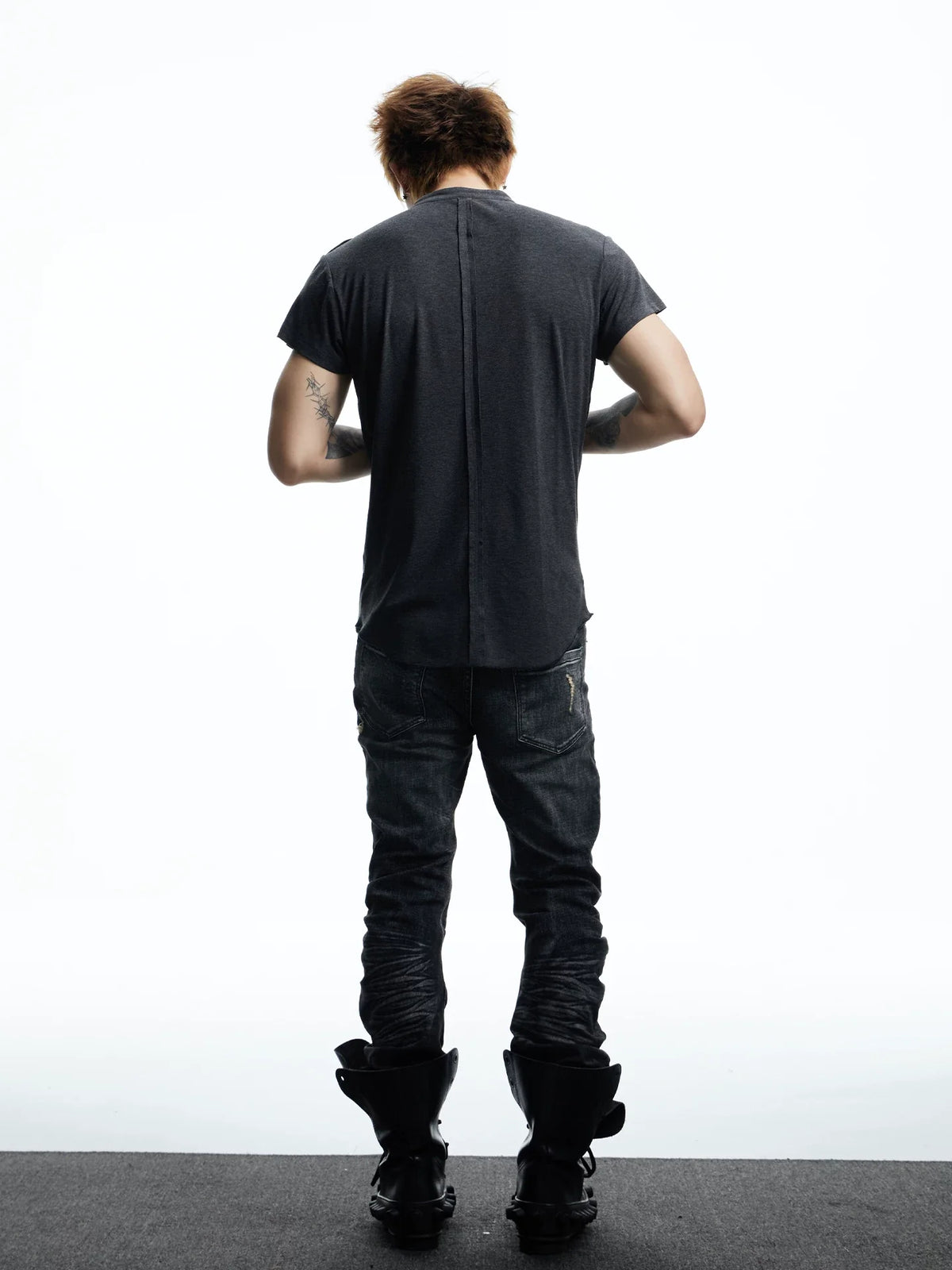 Button Placket Shoulder Tab T-Shirt - Notkicks