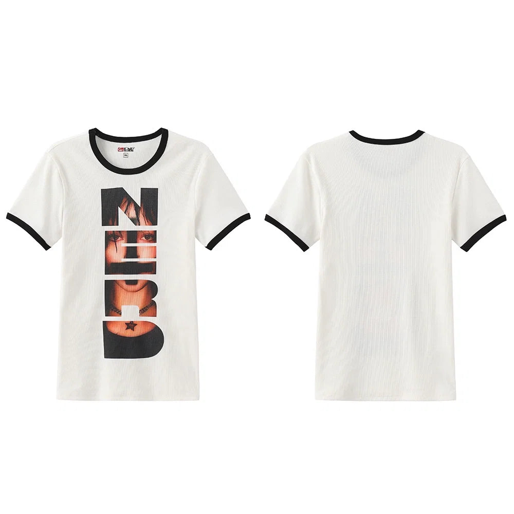 Ringer Tee with Photo Collage Graphic - Notkicks