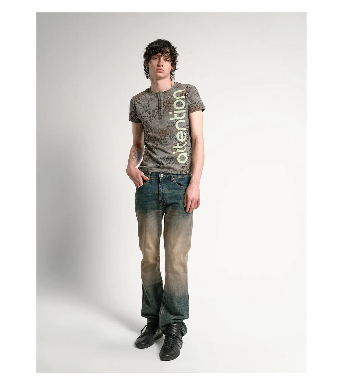 Attention Leopard Henley Tee - Notkicks