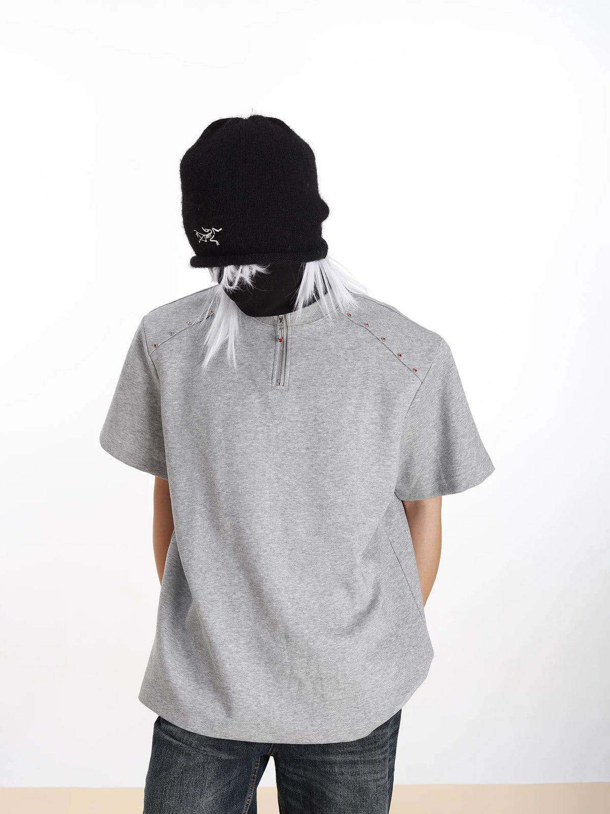 Halo Seam Studded Half-Zip Tee - Notkicks