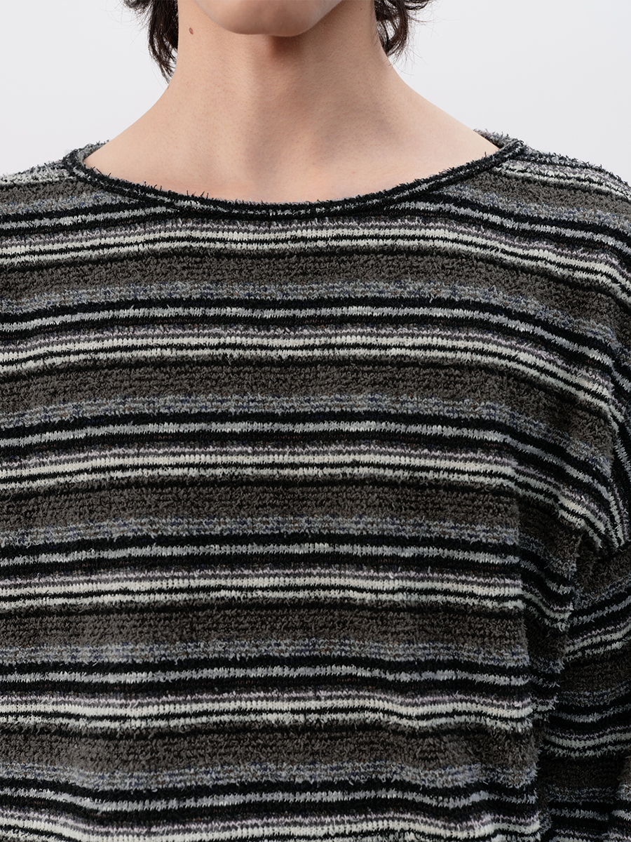 Textured Stripe Relaxed Knit Top - Notkicks