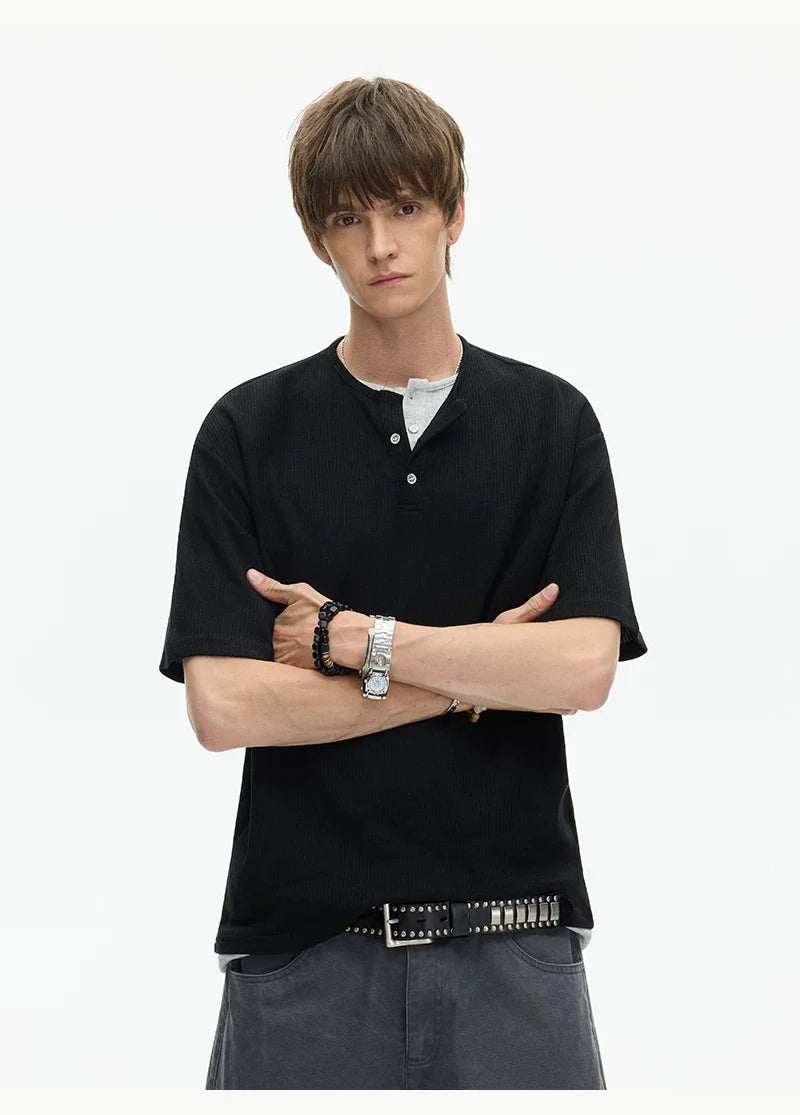 Midnight Core Waffle Henley Tee - Notkicks