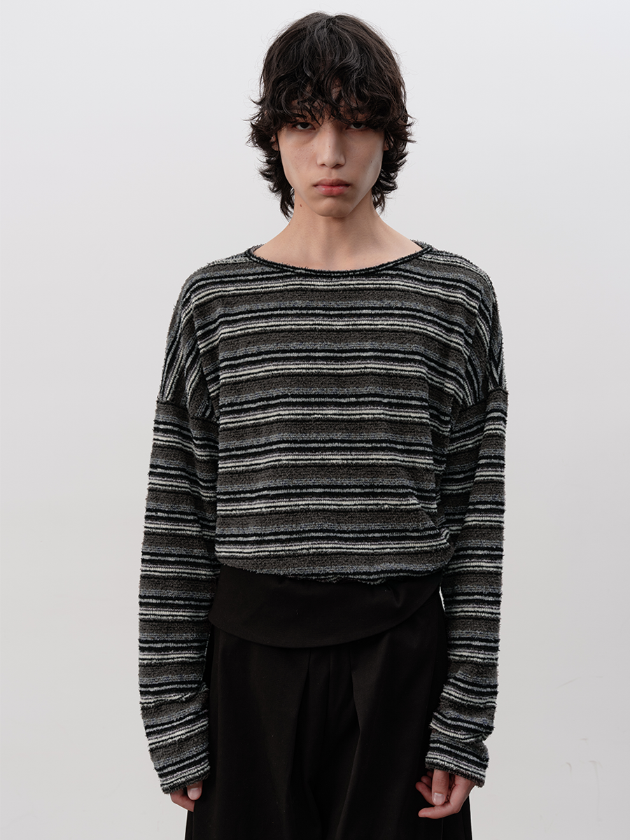 Textured Stripe Relaxed Knit Top - Notkicks