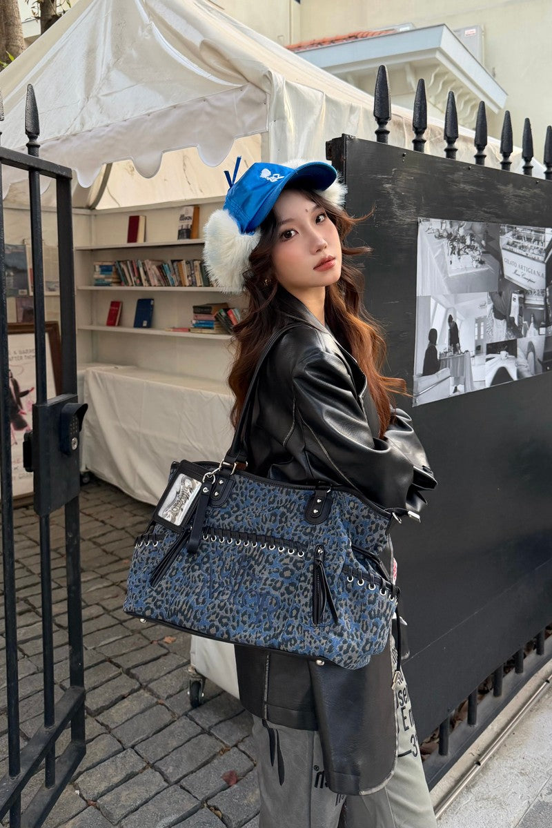 Leopard Denim Tote Bag - Notkicks