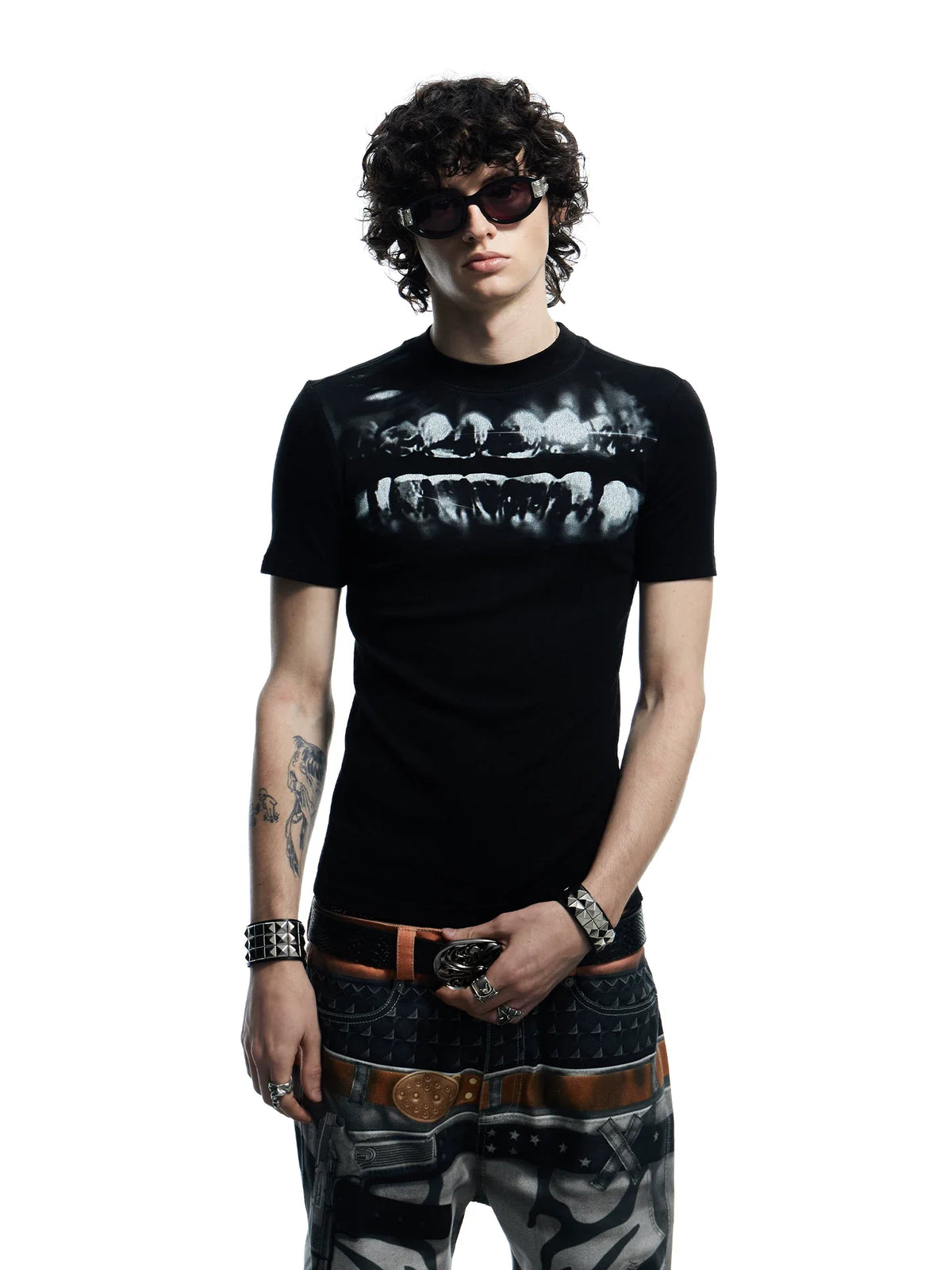 Graphic Teeth Print Slim Fit T-Shirt - Notkicks