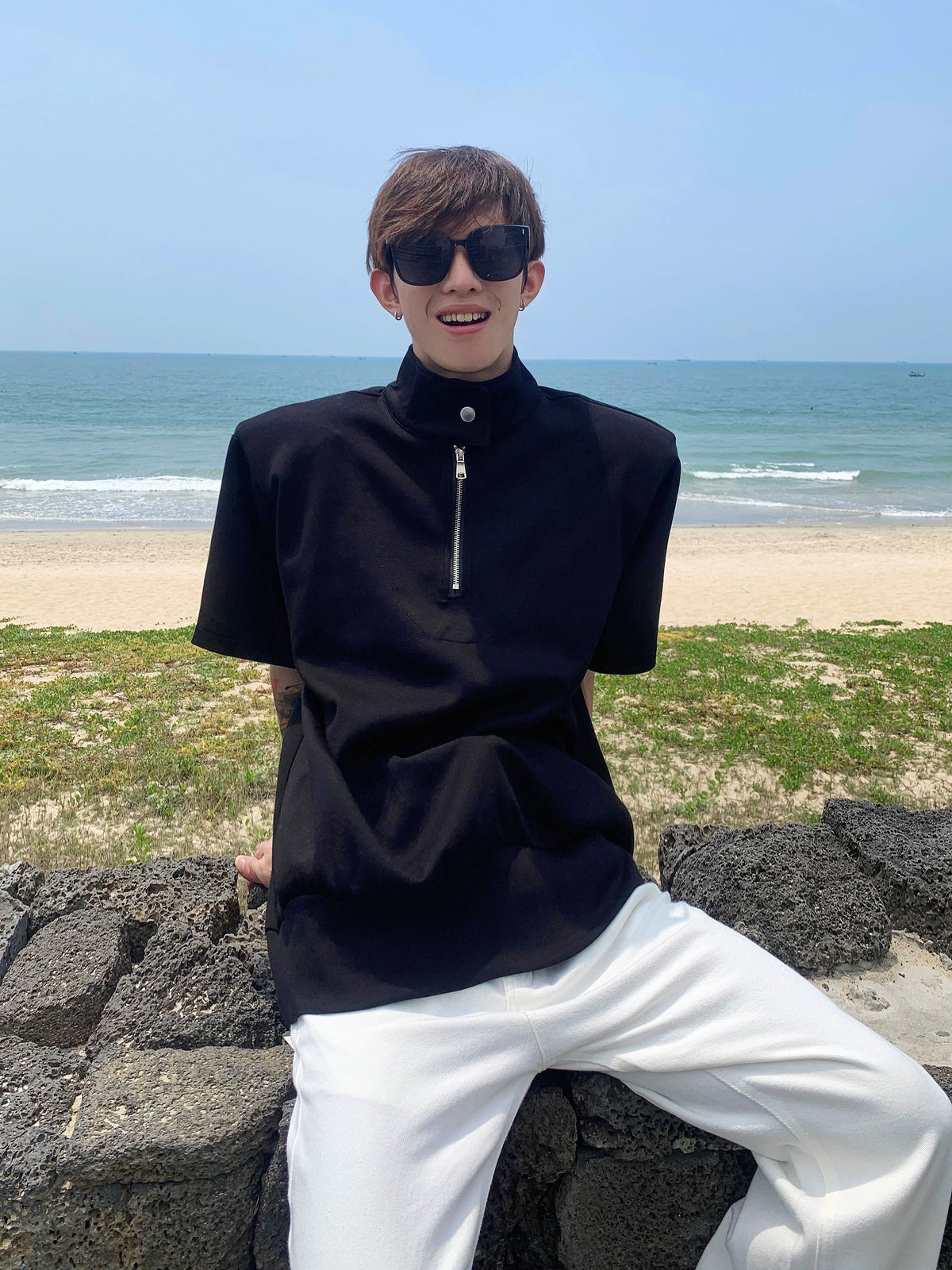 Half-Zip Stand Collar Shirt - Notkicks