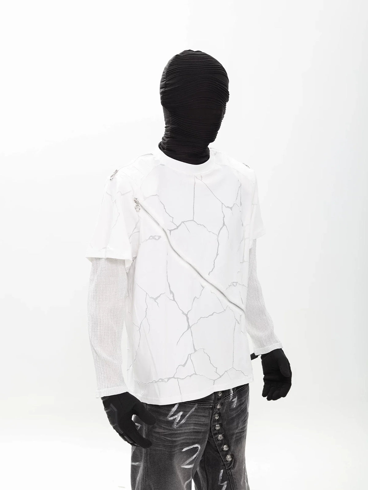 Faultline Diagonal Zip Layered Tee - Notkicks