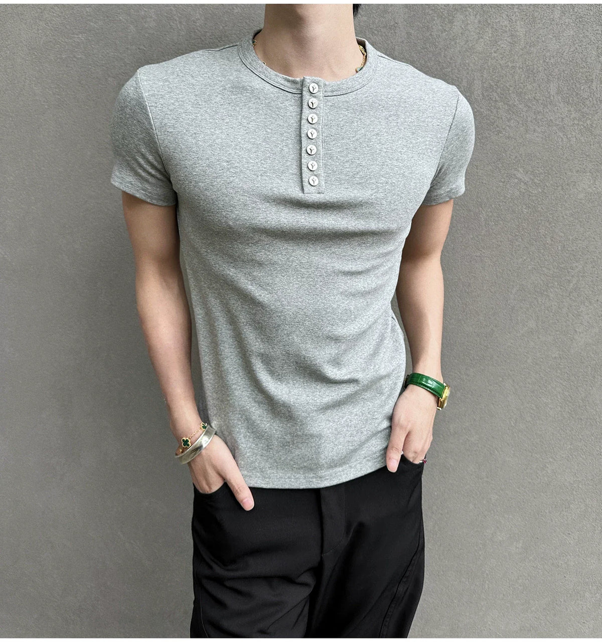 Midnight Gaze Grommet Placket Tee - Notkicks