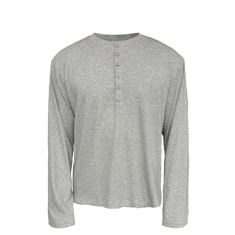 Classic Neutral Long-Sleeve Henley Tee - Notkicks