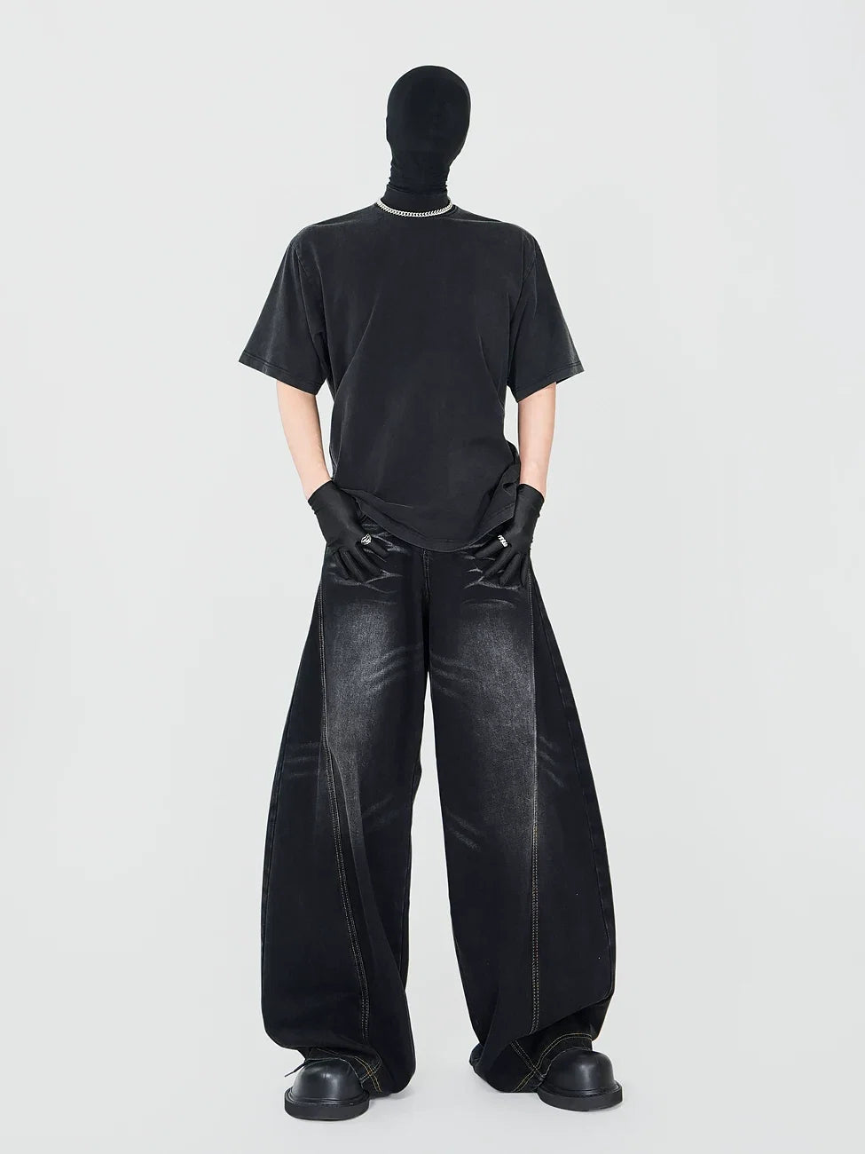 Blank Signal High‑Neck Oversized Tee - Notkicks