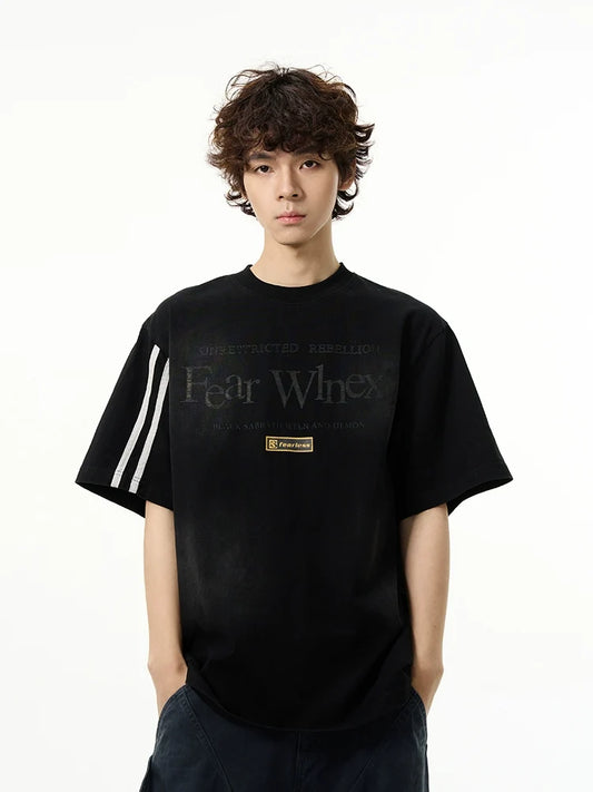 Sporty Sleeves Graphic Oversized T-Shirt - Notkicks