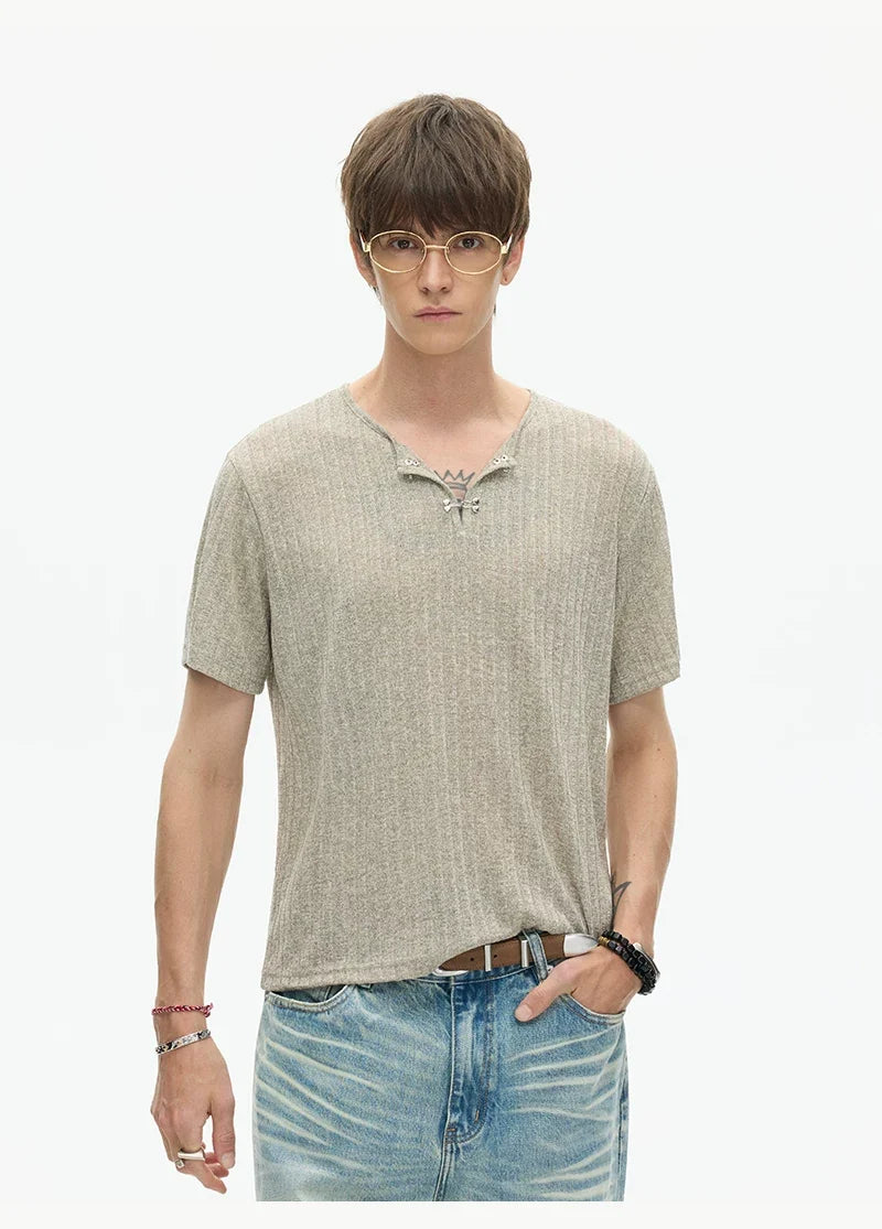 Clay Heather Textured Knit Tee - Notkicks