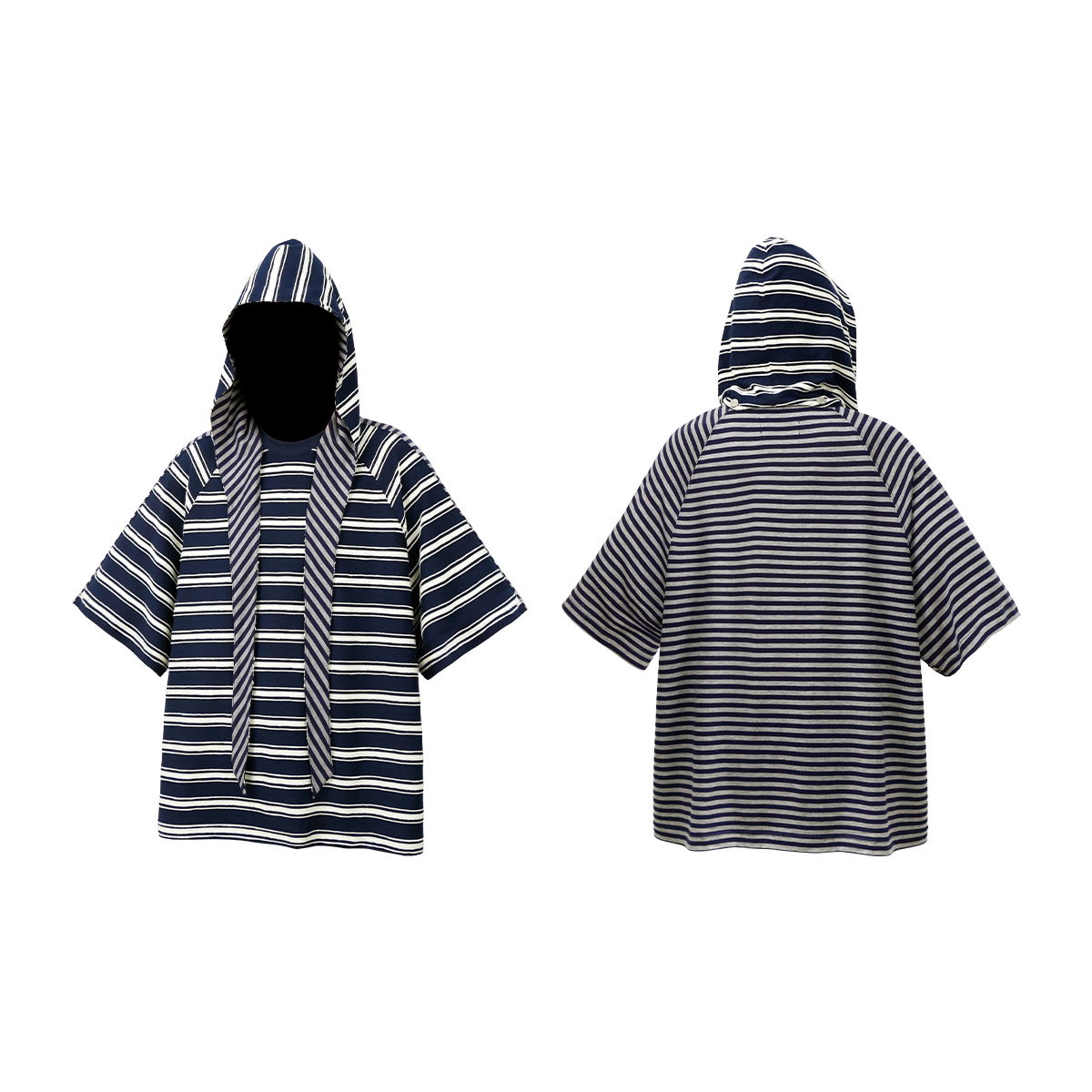 Striped Hooded Scarf Oversized T-Shirt - Notkicks
