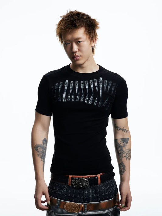 Graphic Teeth Print Slim Fit T-Shirt - Notkicks