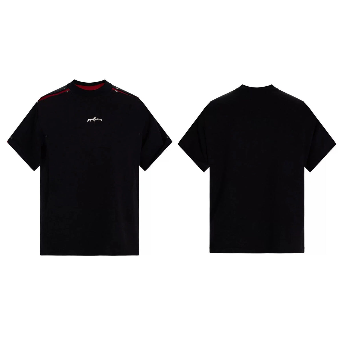 Contrast Trim Studded Shoulder T-Shirt - Notkicks