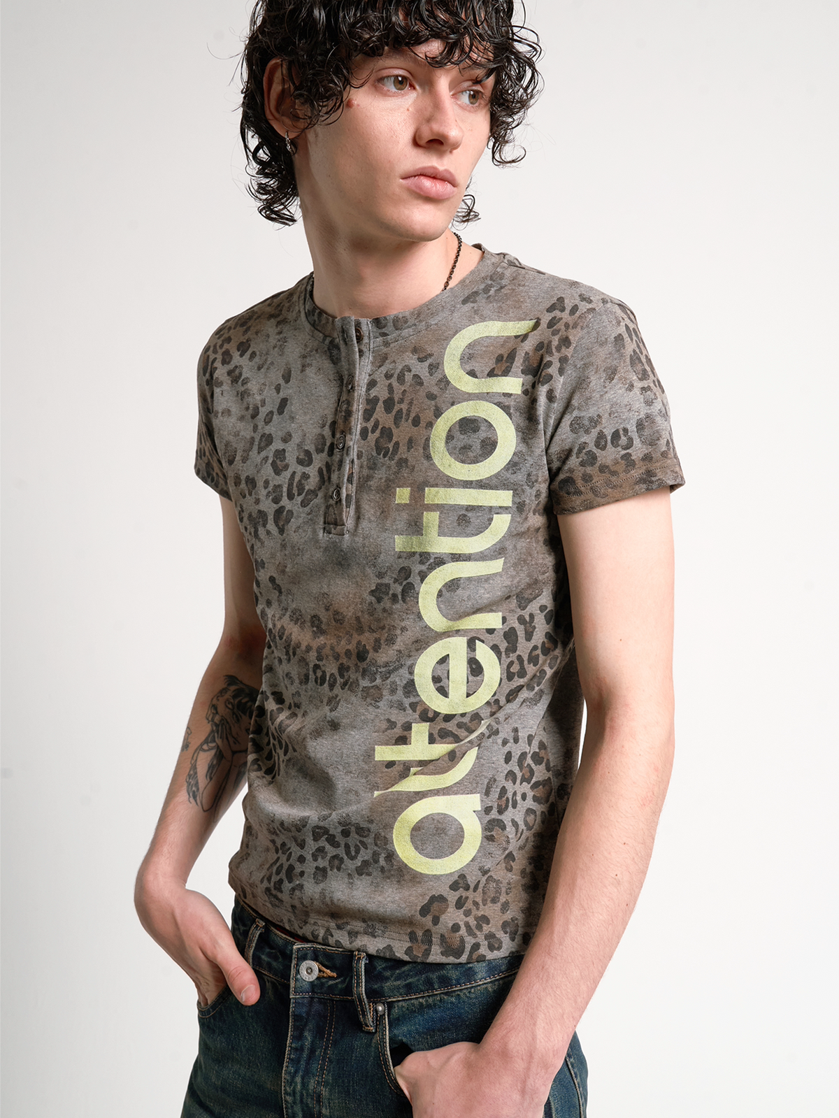 Attention Leopard Henley Tee - Notkicks